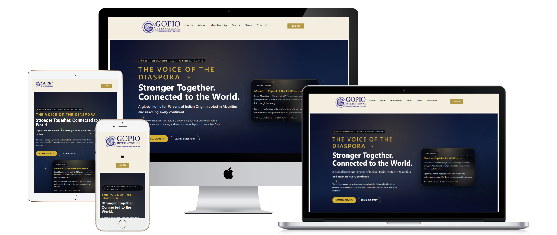 GOPIO International Mauritius National Chapter website mockup