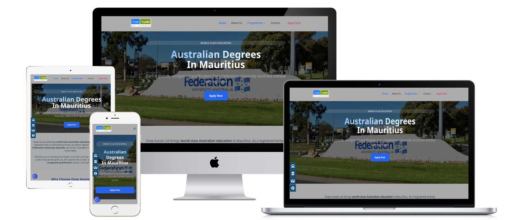 Federation University (Ocep Aussie Ltd) website mockup